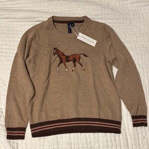 Janie and Jack Brown Horse Crewneck Sweater